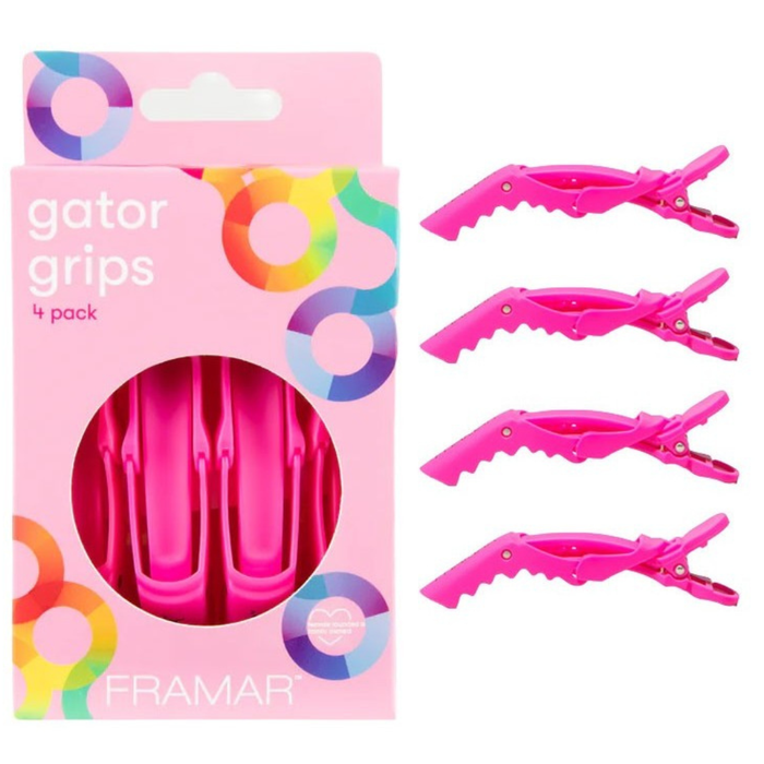 Framar Pink Rubber Hair Clips 4 Units