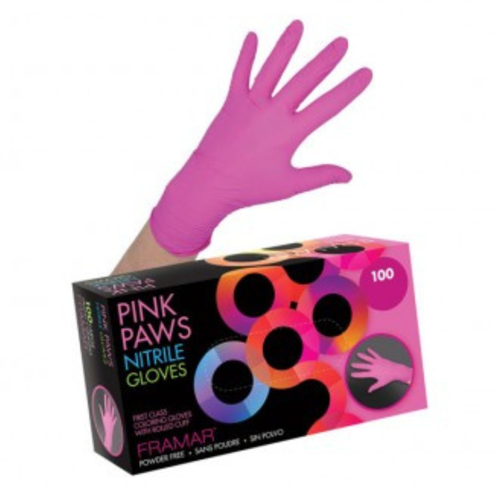 Framar Pink Paws Nitrile Gloves 100 Large