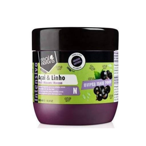 Real Natura Super Hair Food Açaî e Linho Máscara 500ml - Curly Stop